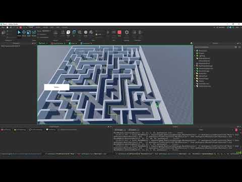a maze carved into a roblox studio viewport